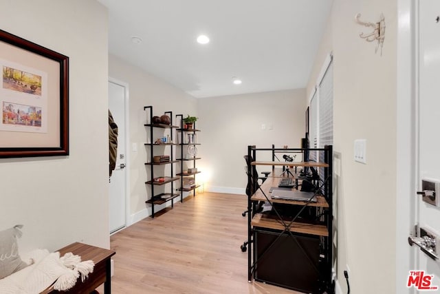 home office featuring light hardwood / wood-style flooring