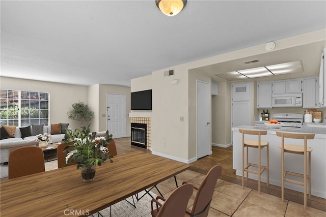 view of tiled dining room