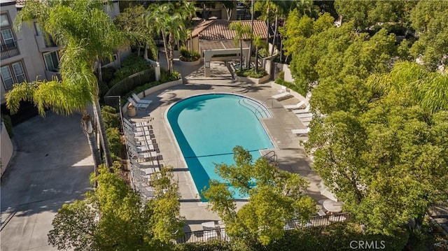 view of swimming pool with a patio