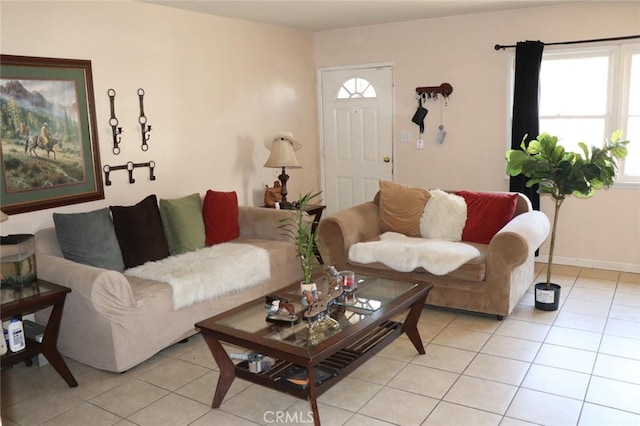 view of tiled living room