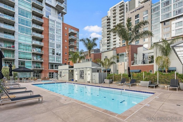 view of pool with a patio area