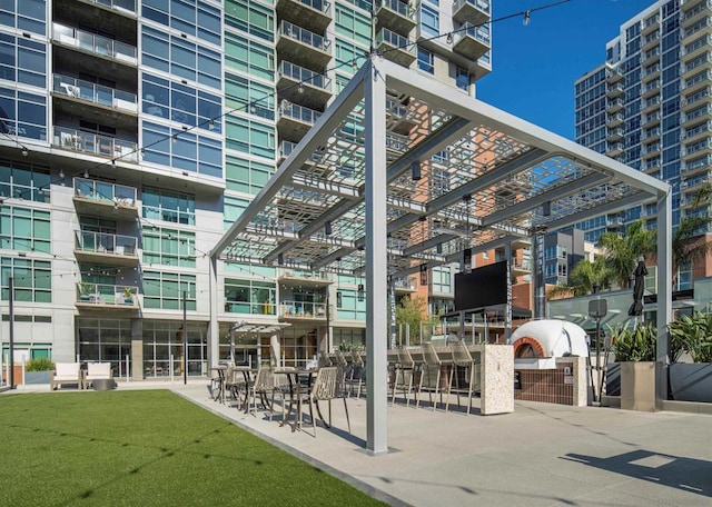 exterior space with a pergola