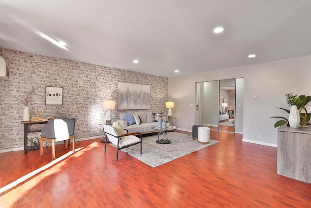 living room with wood-type flooring