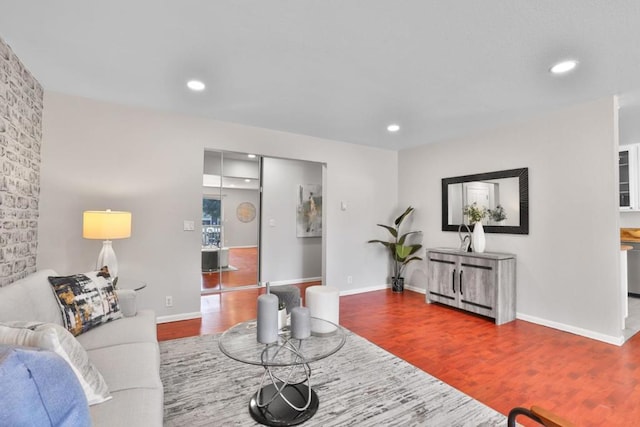 living room with hardwood / wood-style floors