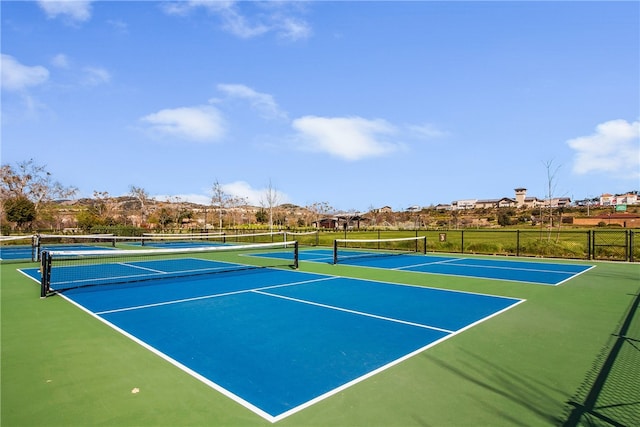 view of tennis court with basketball court