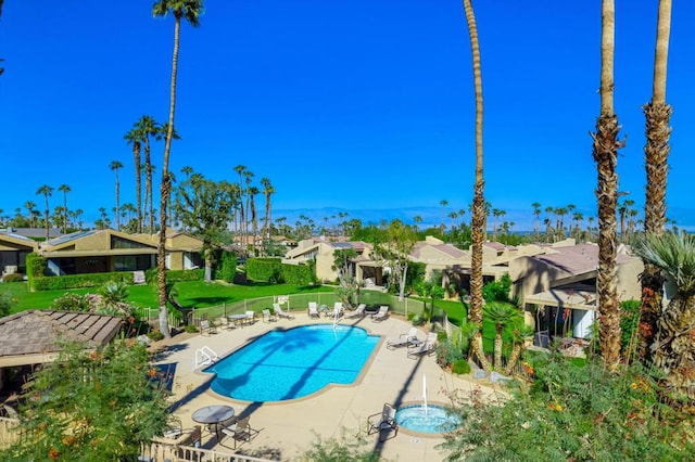 view of swimming pool featuring a patio