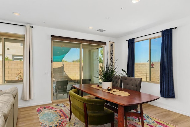 dining area featuring light hardwood / wood-style flooring