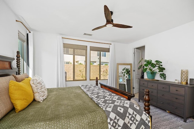 bedroom featuring ceiling fan