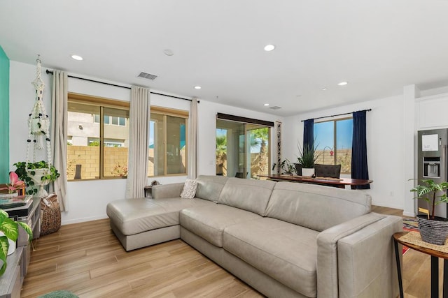 living room featuring light hardwood / wood-style floors