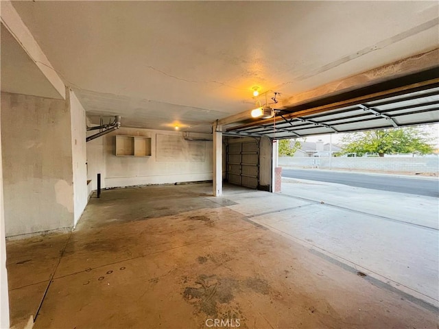 garage with a garage door opener