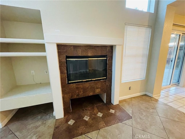 interior details with a fireplace