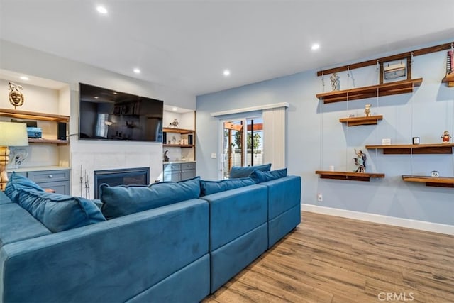 living room featuring light wood-type flooring