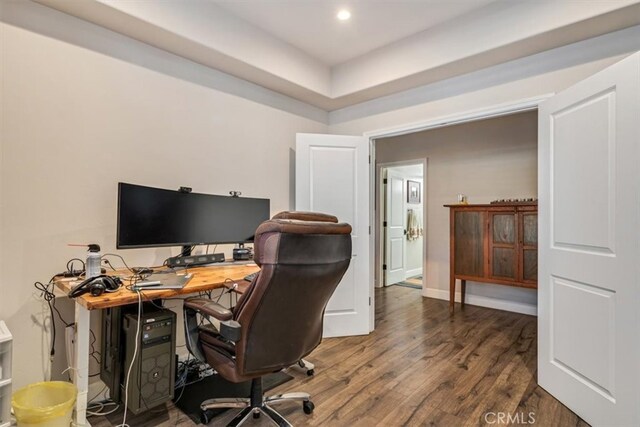 office area featuring dark hardwood / wood-style flooring