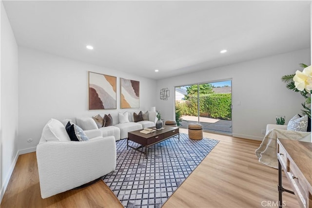 living room featuring light wood-type flooring