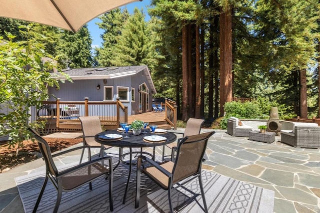 view of patio with a wooden deck