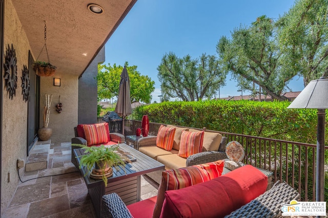 view of patio with an outdoor living space