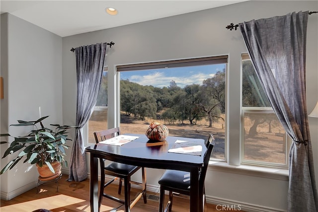 dining room with a wealth of natural light and hardwood / wood-style floors