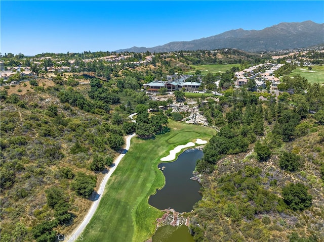 aerial view with a water and mountain view