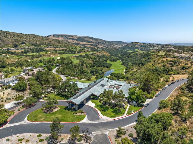 bird's eye view with a mountain view