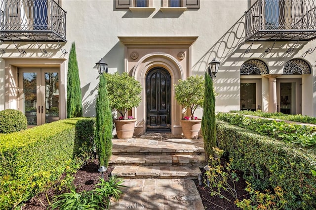 doorway to property featuring french doors