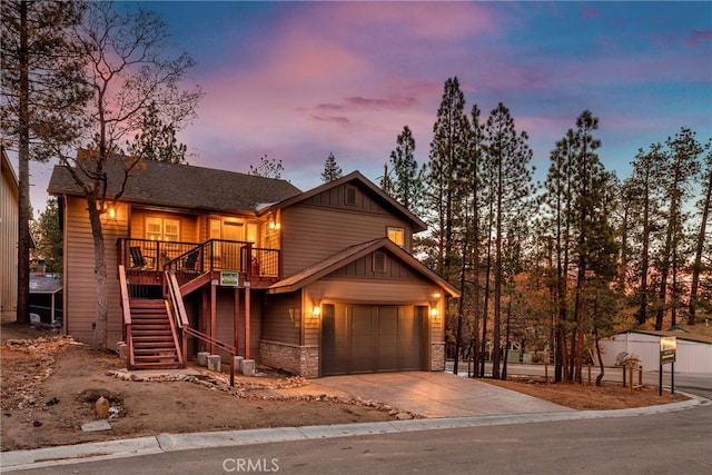 view of front of property with a garage