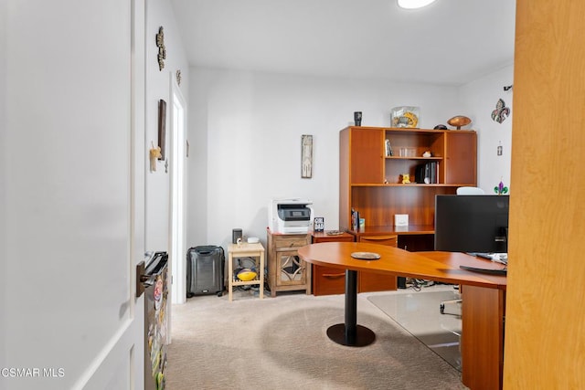 view of carpeted home office