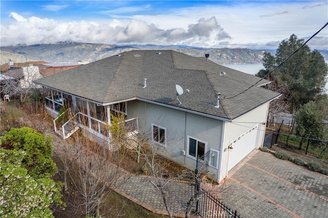 drone / aerial view with a mountain view