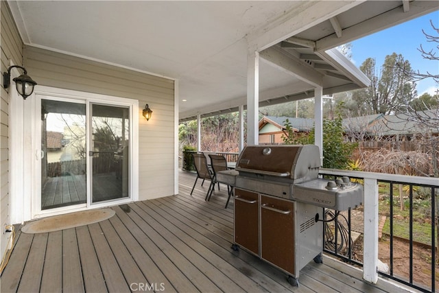 deck featuring grilling area