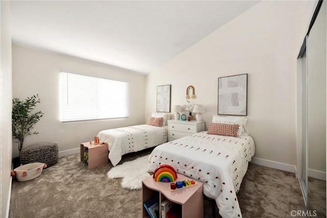 7385 Darnoch Way, West Hills, CA 91307 - carpeted bedroom featuring lofted ceiling and baseboards