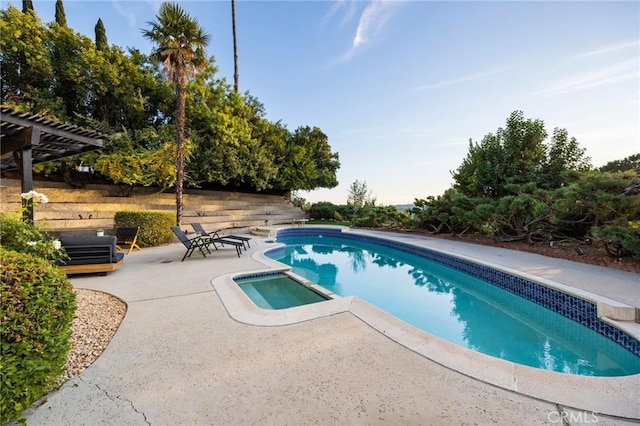 7385 Darnoch Way, West Hills, CA 91307 - view of swimming pool featuring a patio area and a pool with connected hot tub