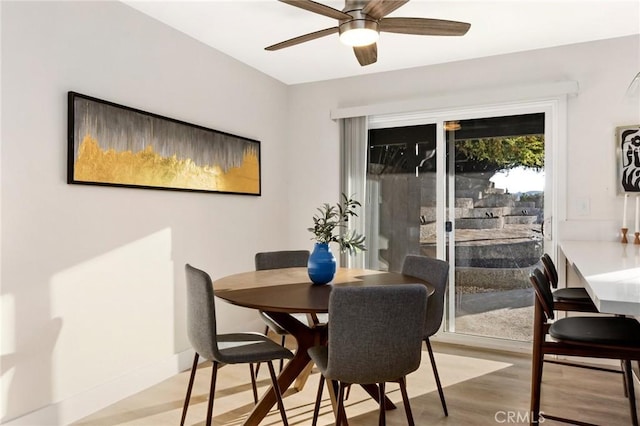 7385 Darnoch Way, West Hills, CA 91307 - dining room featuring light wood-type flooring and ceiling fan