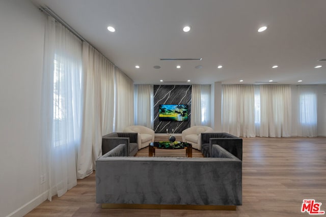 living room featuring light hardwood / wood-style flooring