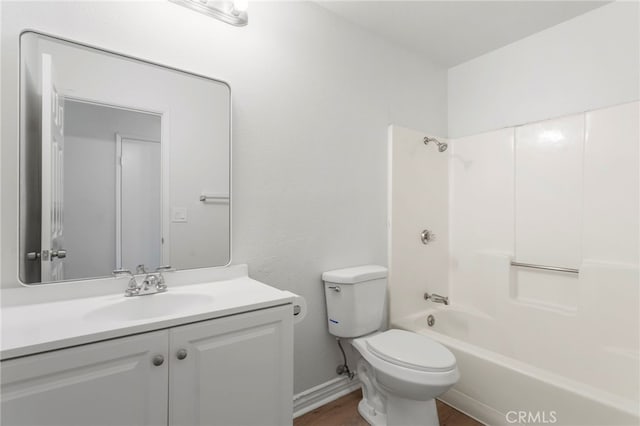 full bathroom featuring vanity, toilet, and tub / shower combination