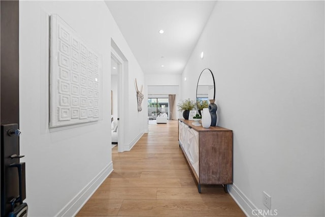 hall featuring light wood-type flooring