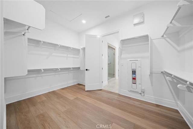 spacious closet with light wood-type flooring