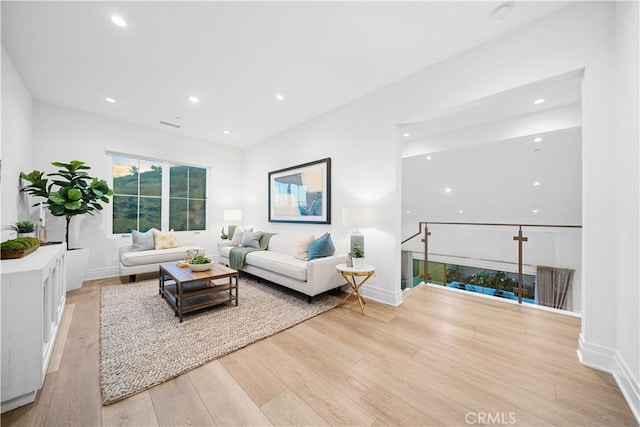 living room featuring light hardwood / wood-style floors