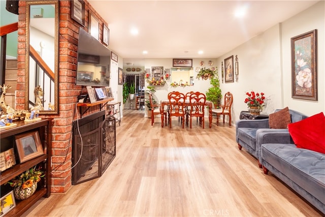 living room featuring light wood-type flooring