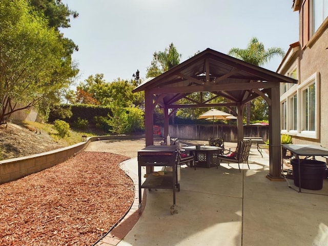 view of patio / terrace with a gazebo