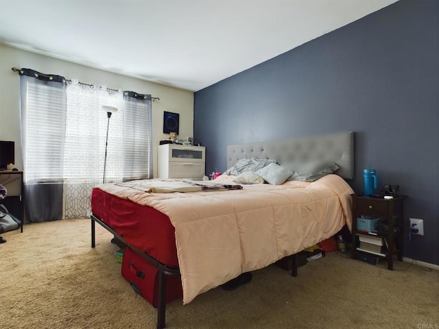 carpeted bedroom with multiple windows