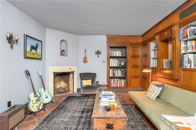 view of tiled living room