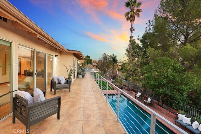 exterior space with a fenced in pool