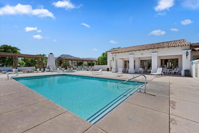 view of swimming pool with a patio