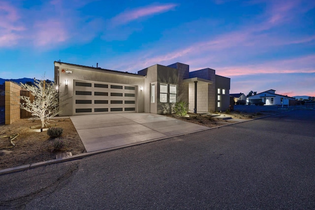 contemporary home featuring a garage