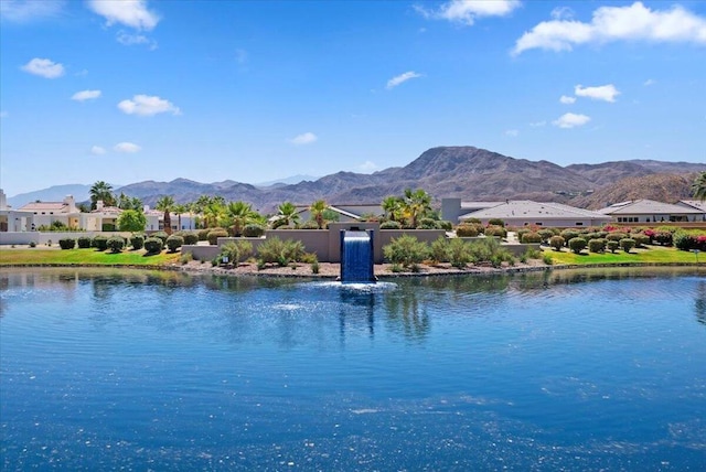 view of water feature with a mountain view