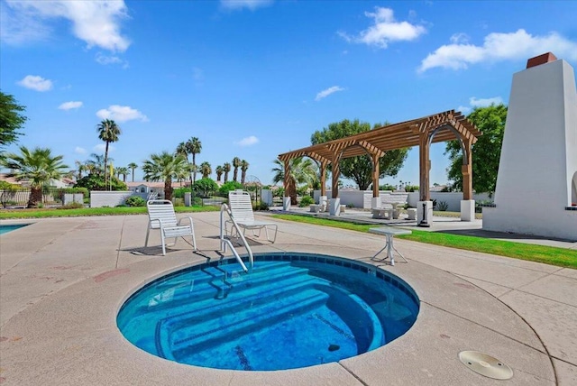 view of pool featuring a pergola and a patio area