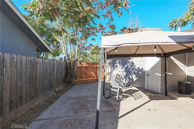 view of patio featuring a gazebo