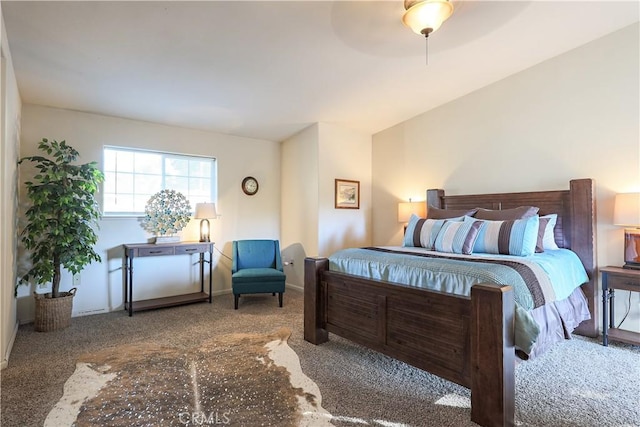 bedroom featuring carpet flooring and ceiling fan