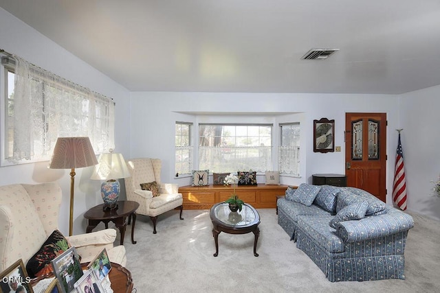 living room with carpet flooring