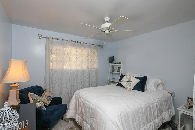 bedroom featuring ceiling fan