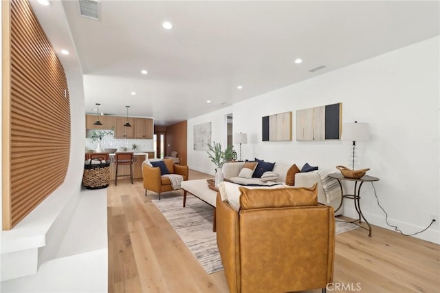 living room featuring light hardwood / wood-style flooring